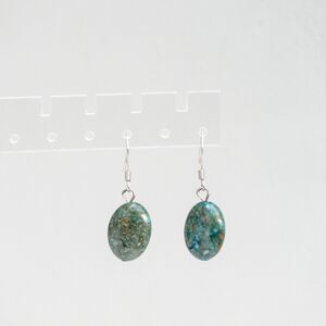 Earrings Natural Stone blue green 925 Sterling Silver Earrings moss agate